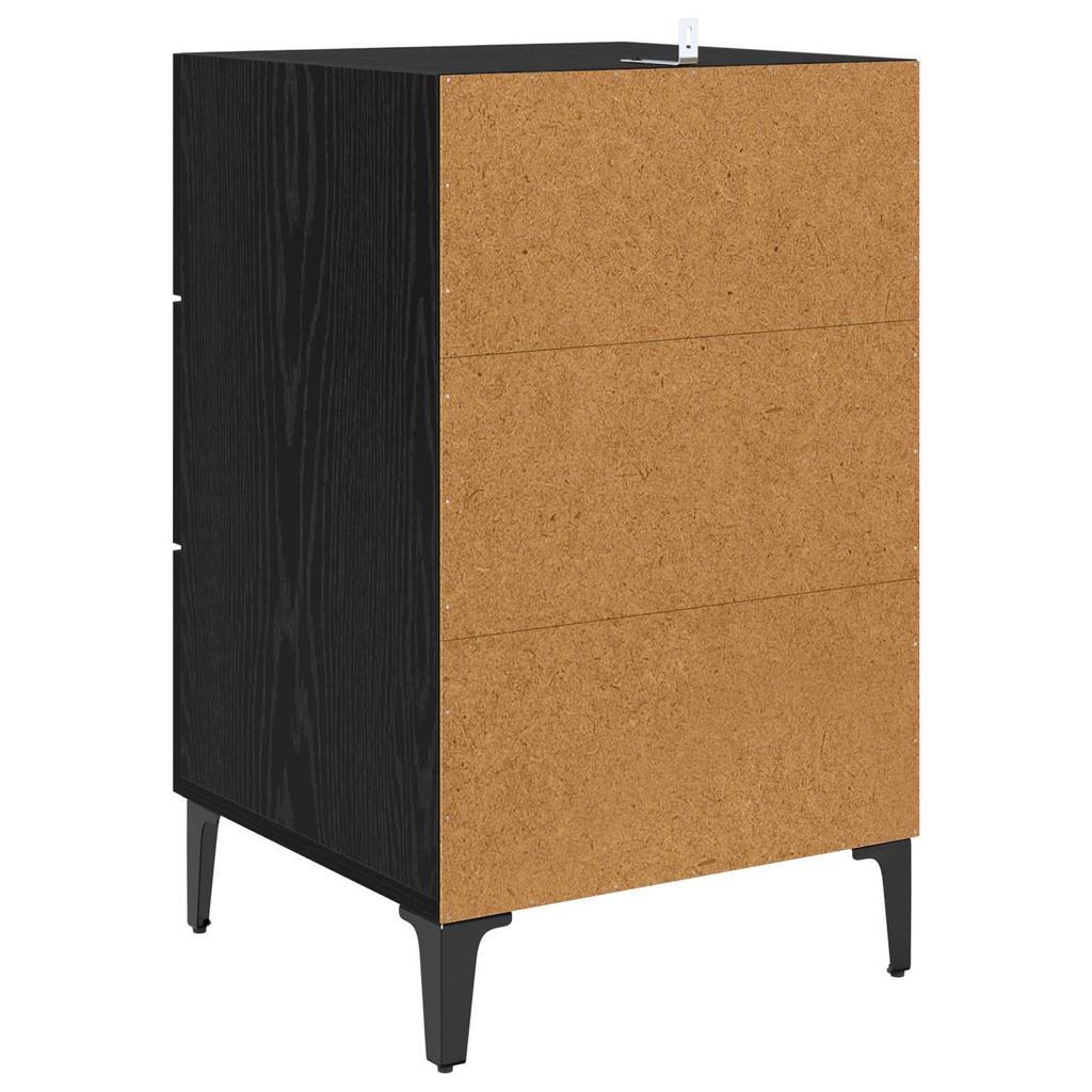Nightstand Black Oak Effect 40 x 40.5 x 66 cm Engineered Wood