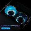 1pcs Colorful Cup Holder LED Light-up Coaster Solar  USB Charging Non-slip Coaster Ambient Light for Car Automatically