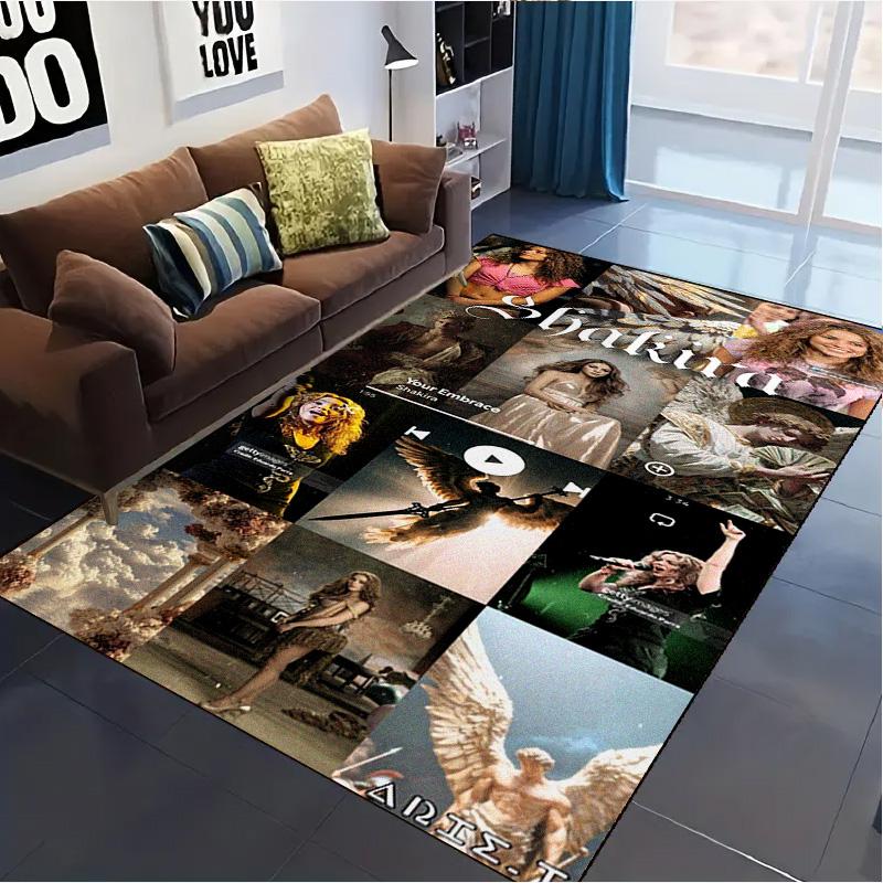 Tappeto Tappeto Poster Shakira per Soggiorno Camera da Letto Casa Decorazione Divano, Tappetino Antiscivolo per Giochi Bambini