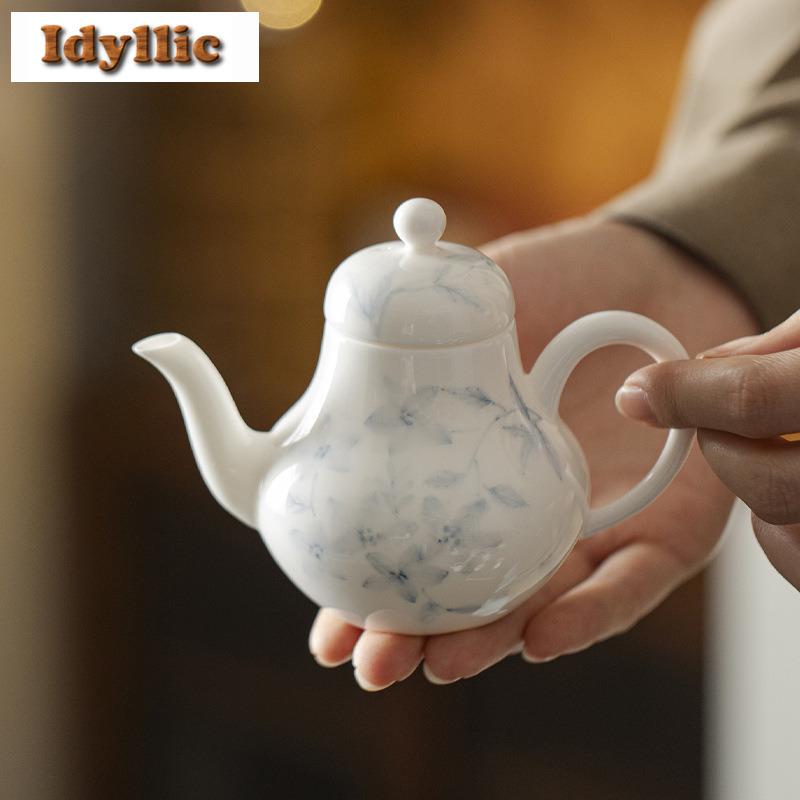 135ml Hand-painted Peach Blossom Teapot Japanese Tea Infuser Pot Tea Maker Kettle With Strainer Cafes Supplies Ornaments Craft