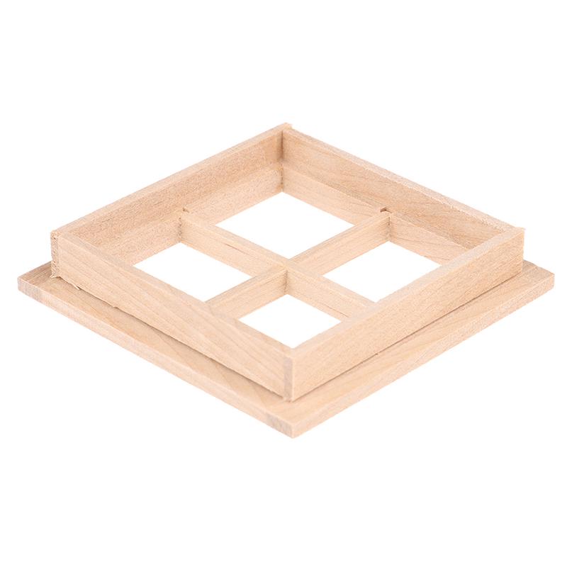 Wooden Traditional 4-Pane Window Frame 1:12 Scale Dollhouse Diy Accessory
