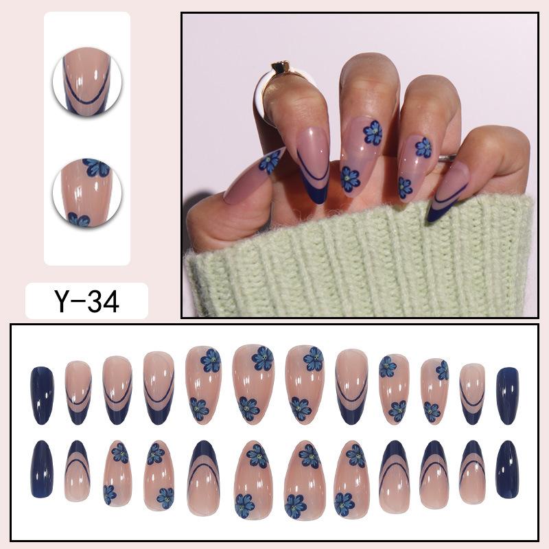 Y1 Fake Nail Sticker Wearing Nail Finished Nail Piece Removable Blush Nail Girl Cat Eye Gradual Change Nail Patch