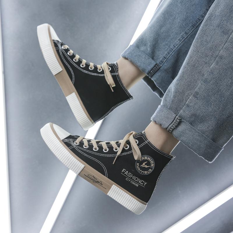 

Men s Casual Sneakers 2024 Summer New Lace Up High Top Canvas Shoes for Men Fashion Wear-resistant Flats Male Sports Shoes