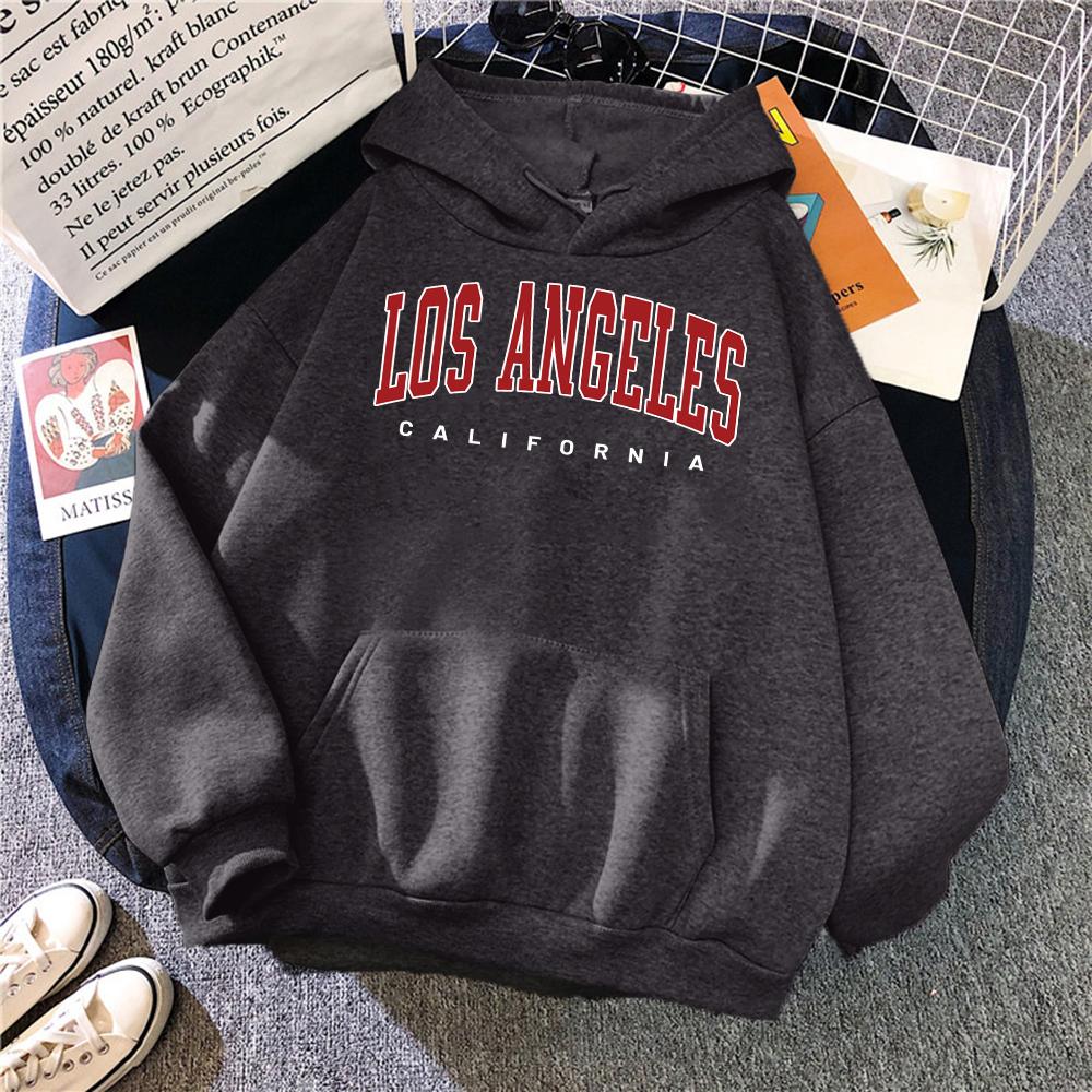 Los Angeles California Hoodies Women Fashion Novelty Casual Hooded Basic Sweatshirt Warm Comfortable Fleece New Hoody