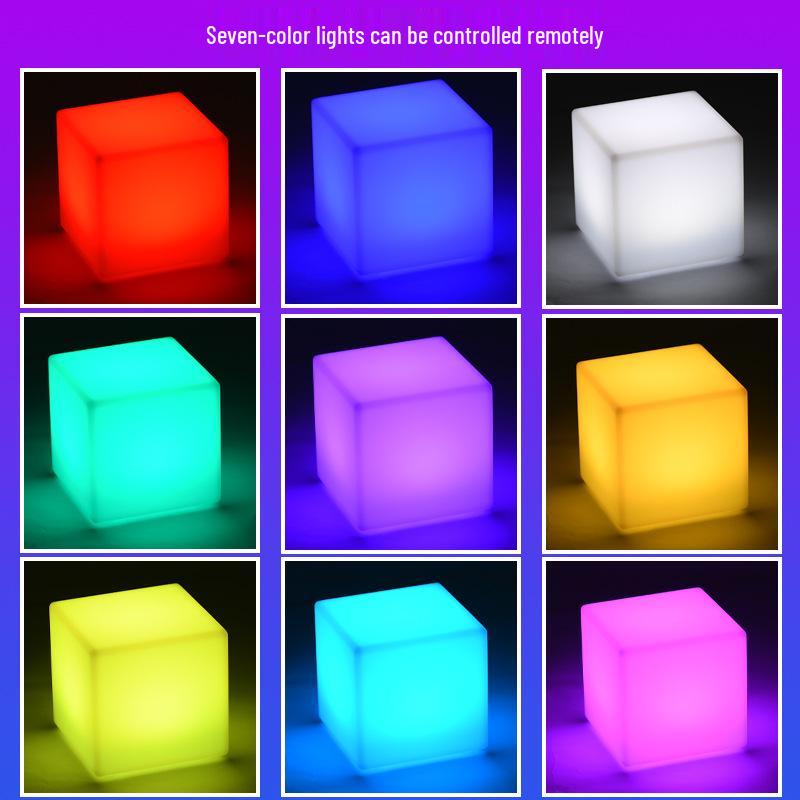 Seven-Color LED Luminous Cube: Night Light Stool & Outdoor Courtyard Lamp