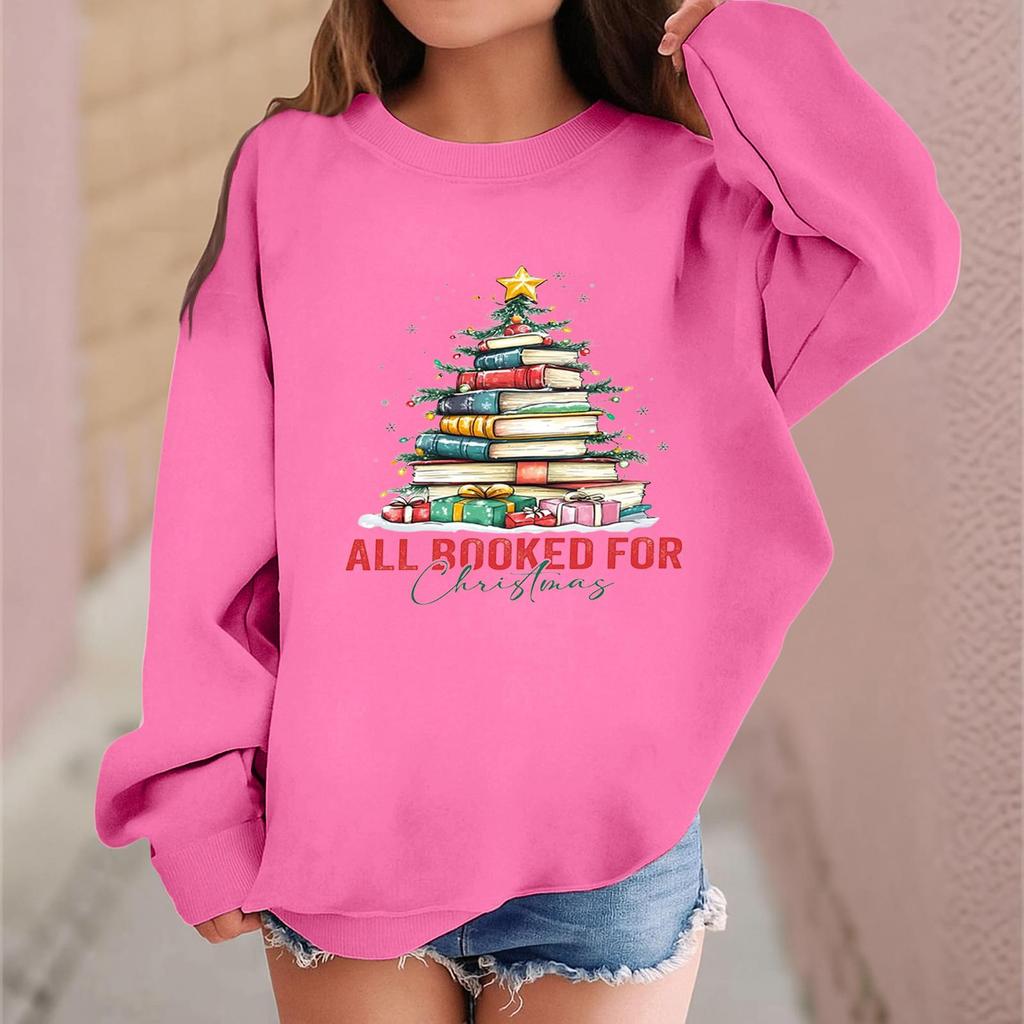 Children's Fashionable Casual Long-sleeved Loose Christmas Print Pullover Sweatshirt