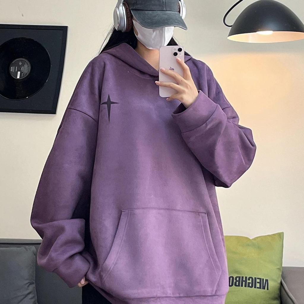 Übergroßer Wildleder-Hoodie für Herren: Trendy American Style, Plüschsamt, Herbst/Winter Mode