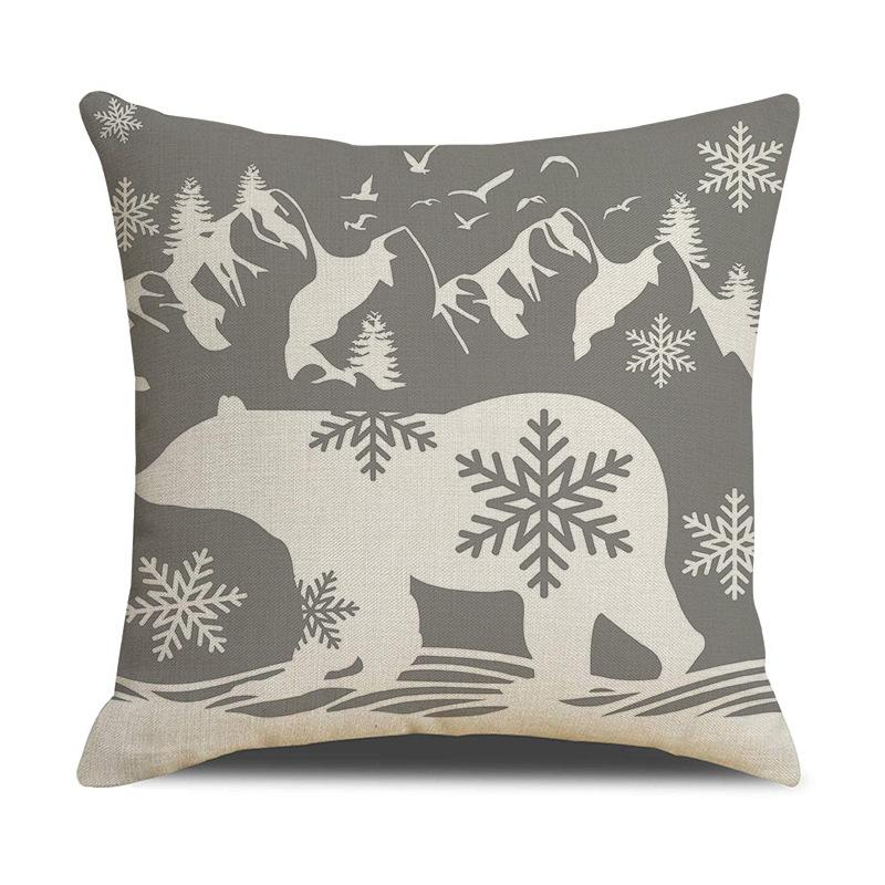 Christmas Pillow Case Elk Print Sofa Cushion Home Bedside Cushion Pillow Case