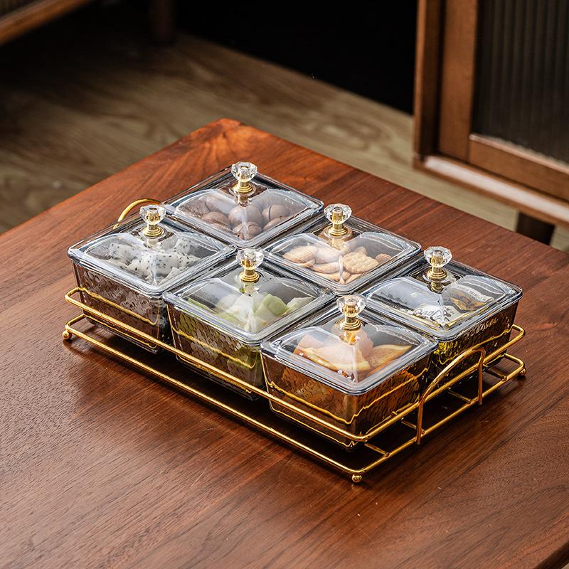 Skleněná Dělící Mísa na Ovoce Komerční Servírovací Mísa na Svačinu Talíř na Ovoce a Svačinu Elegantní Servírovací Podnos Ideální pro Večírky Bufety nebo Restaurace