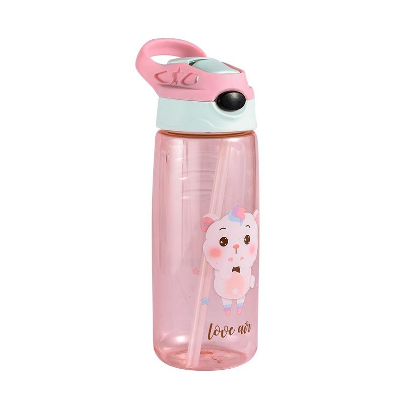 500ml Children S Water Bottle with Straw Leak Proof Plastic Water Cup BPA Free Children's Drinking Water Bottle 16 Ounces