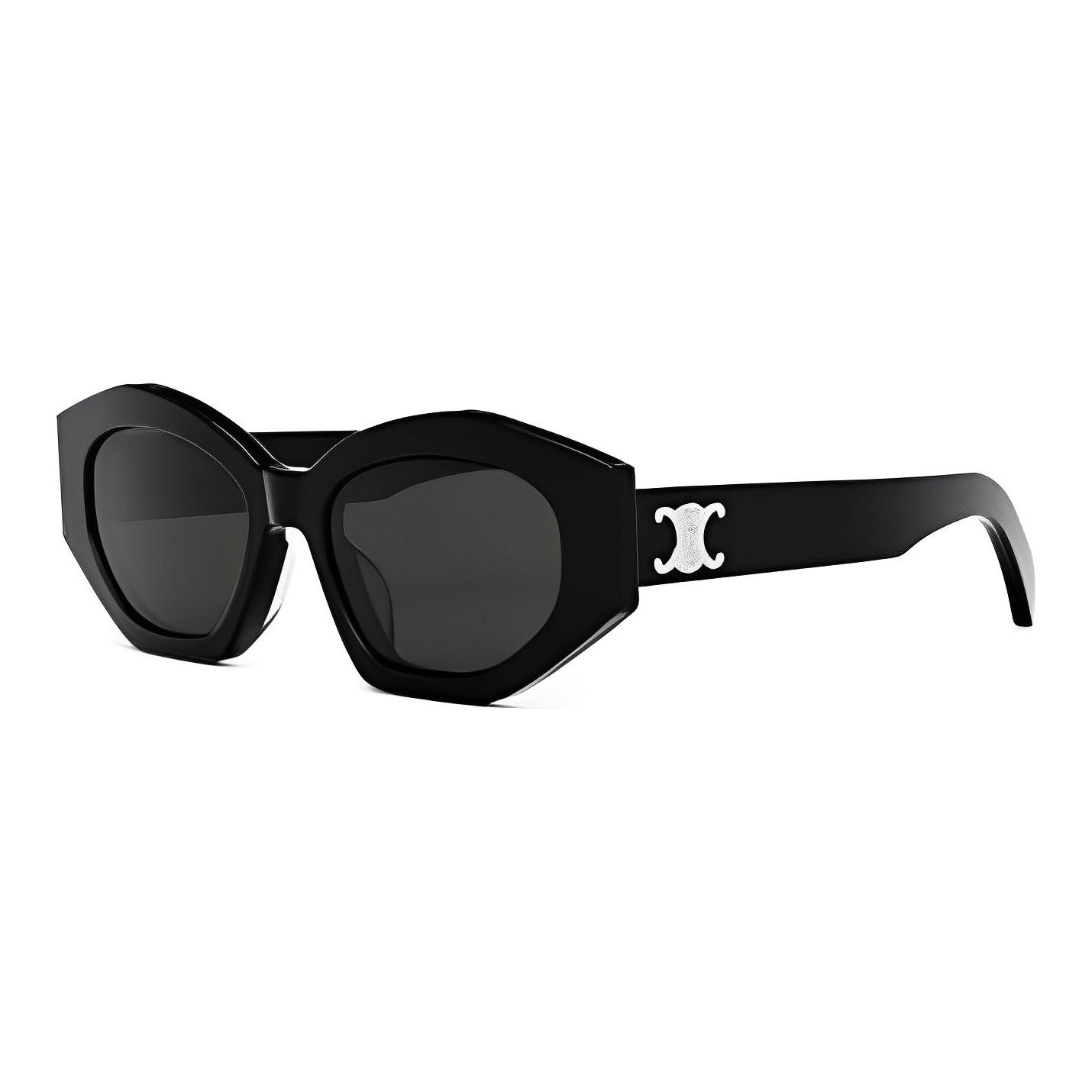 

CELINE Diagonal Sunglasses Shiny Black/Smoke Unisex Eyewear CL40238U-01A White Eyeglass Pouch