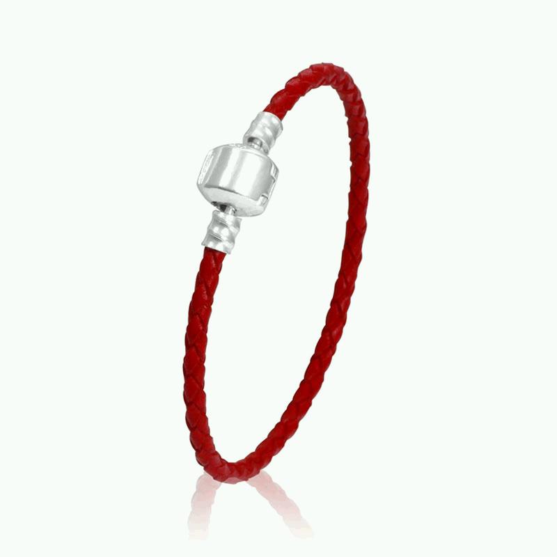 

Bracelet Bangle Cord Charms Braided With Plated Leather Clasp Silver Euro Woven