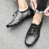 Men's Shoes Summer Breathable New plus Size Hollow Casual Leather Shoes Men's Driving Leather Shoes Men