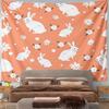 White Bunny Pattern on Orange Background Pattern Wall Hanging Tapestry Decorative Tapestry Home Decor for Bedroom and Living Room