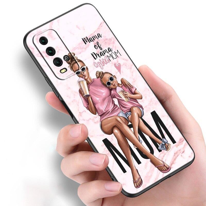 Miminko máma dívka chlapec mramorové silikonové pouzdro na telefon Xiaomi Redmi Note 11 10 9 8 Pro 11T 10T 10S 9S 8T 9 9A 9C 9T černý měkký kryt