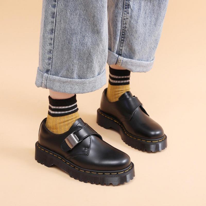 1 Thick-soled low-top small leather shoes buckle women's leather leisure students