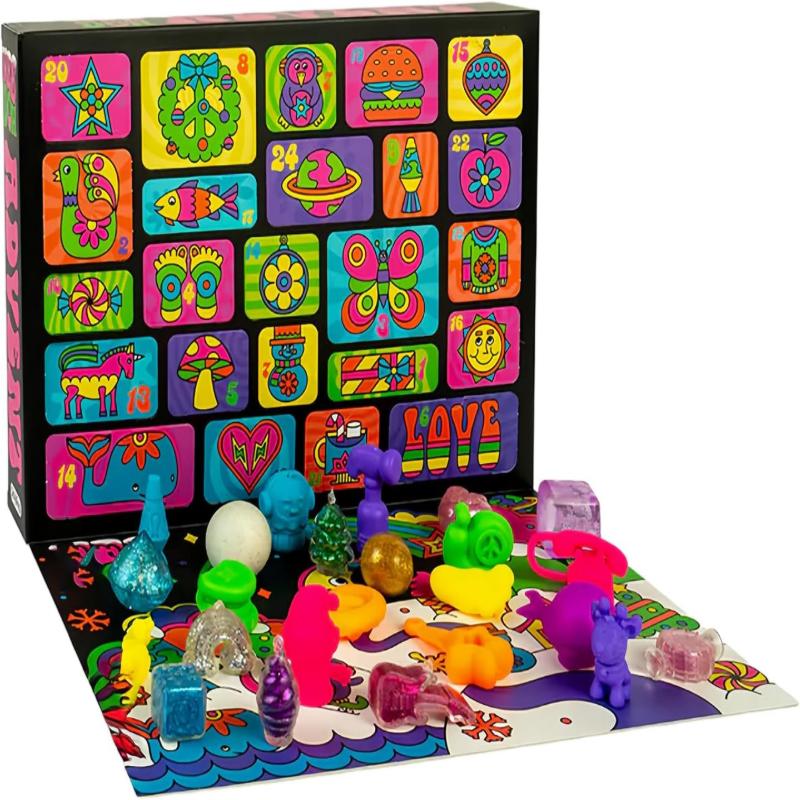 3D Christmas Advent Calendar 2025-24 Days of Sensory Surprises - Squishy Toys with Fun Shapes and Textures 24 Doh Toys In One Calendar