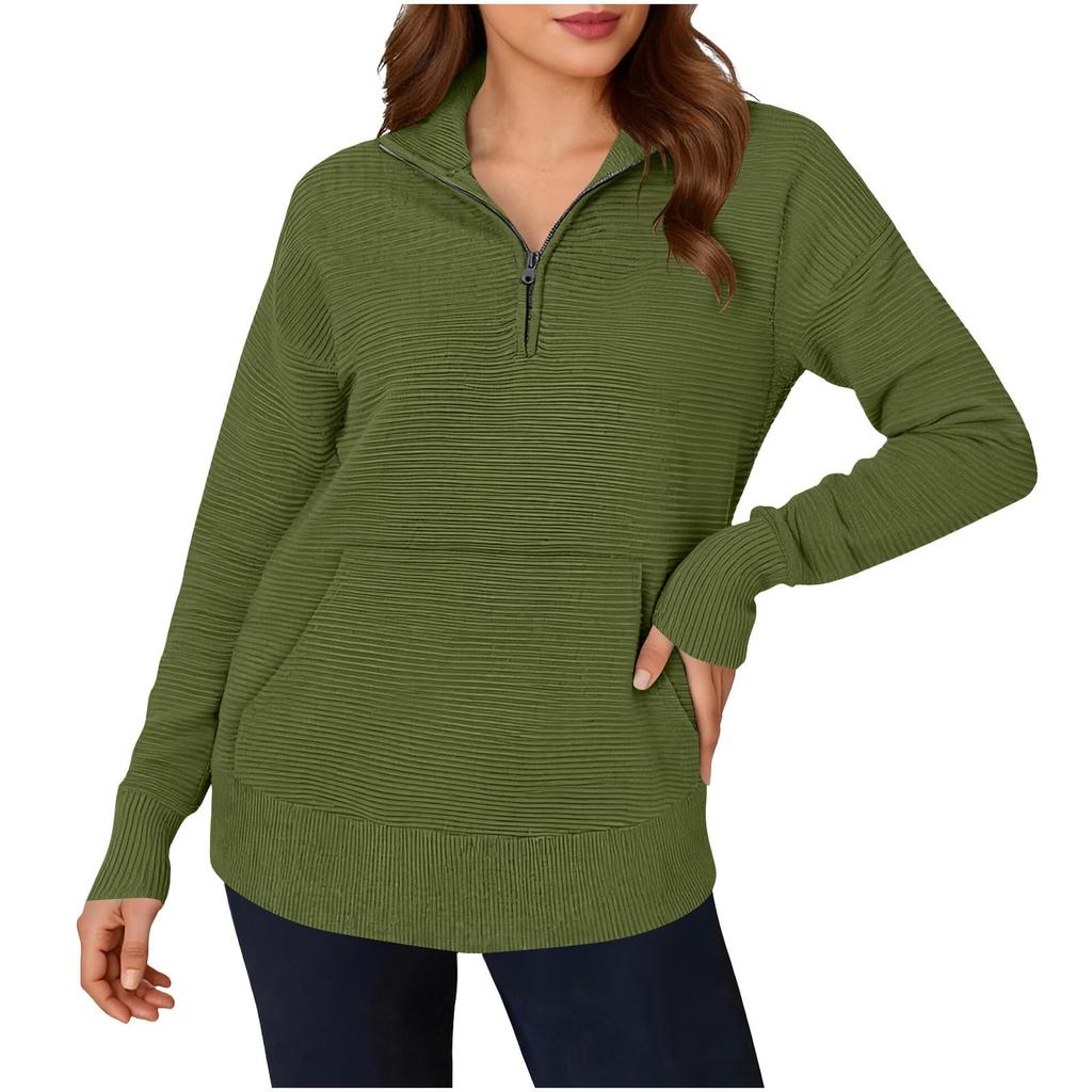 Women's Fashionable Solid Color Hooded Long Sleeved Pocket Pullover Sweatshirt Top