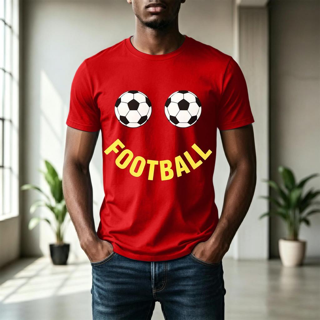 Men's Short Sleeve Crew Neck T-Shirt with Football Print Graphic Casual Fit Comfortable Soft Fabric Lightweight Design