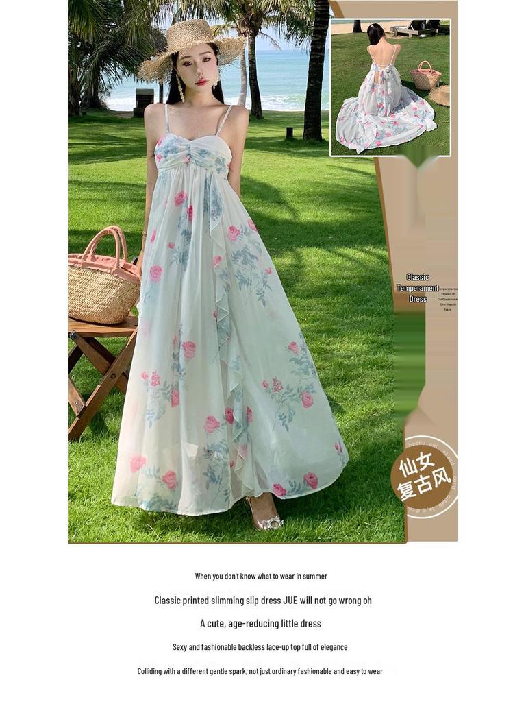 Fairy Floral Spaghetti Strap Summer Dress for Beach Vacations