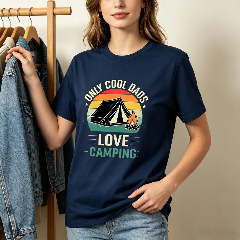 Camping TShirt Cool Dads Love Camping Retro Graphic Tee Vintage Sunset Casual Cotton Dad Gift Streetwear Harajuku Y2k Tops