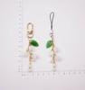 Mobile Phone Lanyard Cute Peach Fruit Phone Charm Couple Keychain Bell Orchids Flower Keyring for Keys Hangings Charm