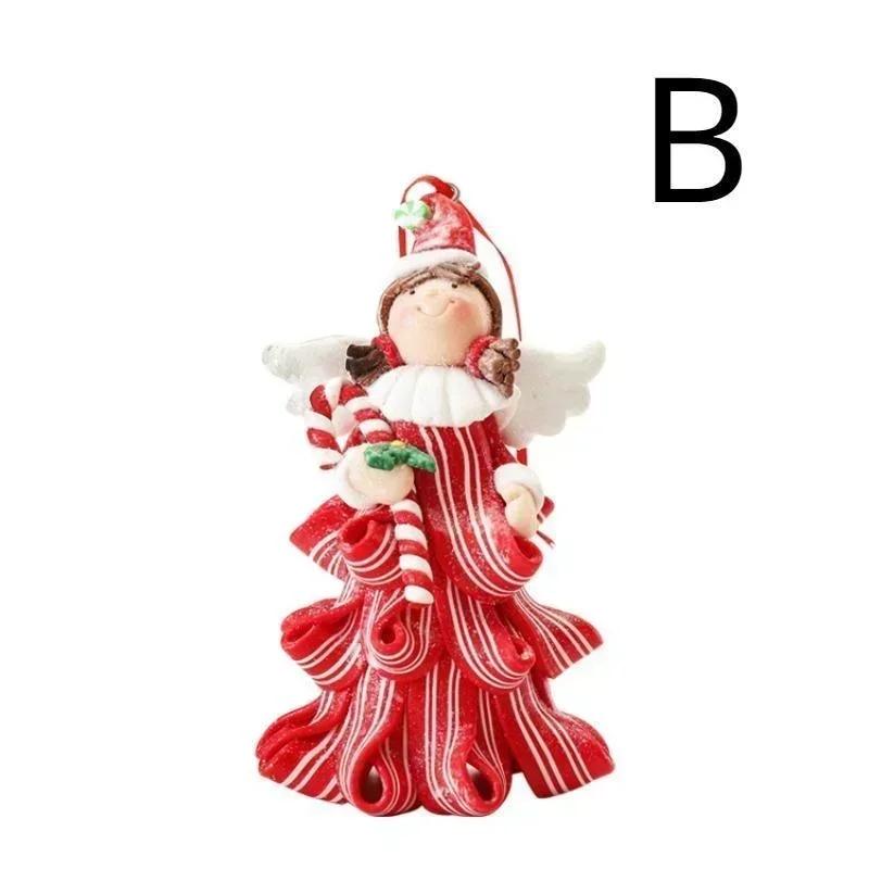 Xmas Tree Decors Christmas Soft Pottery Pendant Cute Angel Candy Tree Hangable Ornament for Indoor Outdoor Garden Yard Supplies