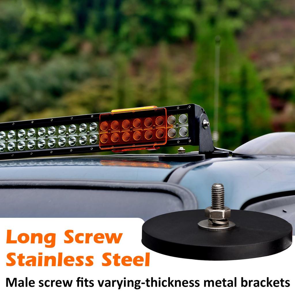 MUTUACTOR Neodym Gummiummantelte Magnete 100 lbs M8 Außengewinde 2 Stück Kratzfreie Montage-Magnete für Offroad-Fahrzeugbeleuchtung LED-Arbeitssignal