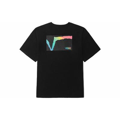 Vans Rainbow Fun Logo Lockeres Rundhals Kurzarm T-Shirt Unisex Oberteile Schwarz VN0A5H84BLK