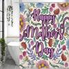 Happy Mother's Day Floral Purple Shower Curtain, Bathroom Decorative Shower Curtain, Waterproof Shower Curtain with Hooks
