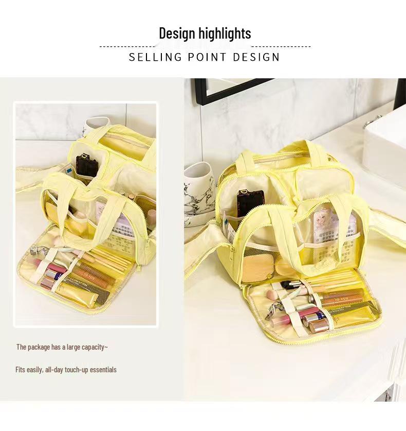 Waterproof Lightweight Partitioned Travel Makeup Bag - Large Capacity Portable Handheld Toiletry Organizer