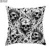 2D Flat 1pc Halloween Gothic Skull Pillowcases Black Throw Pillow Covers One-Sided Printing Without Pillow Inserts Sofa Bed Decor for Bedroom Living R