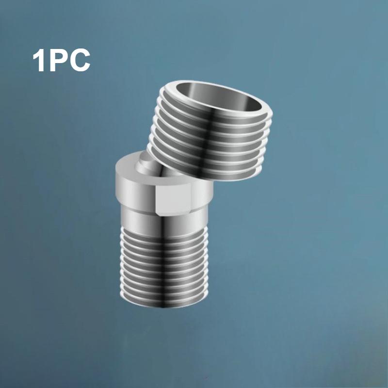 

360° Rotatable Angle Adjustment Shower Faucet Adapter Stainless Steel Angled Curved Foot Wall Mounted Eccentric Screw Corner