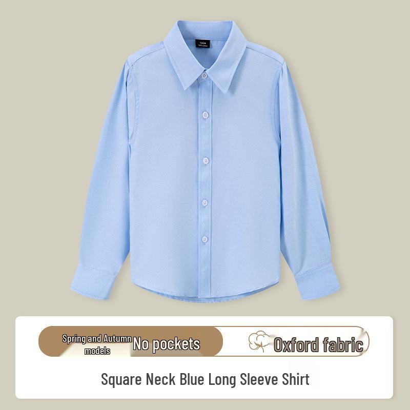 Children's Long-Sleeve White Shirt for Boys and Girls - School Uniform & Performance Wear for Spring and Autumn