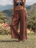 Women's Casual Solid Color Loose Cotton Linen Long Pants