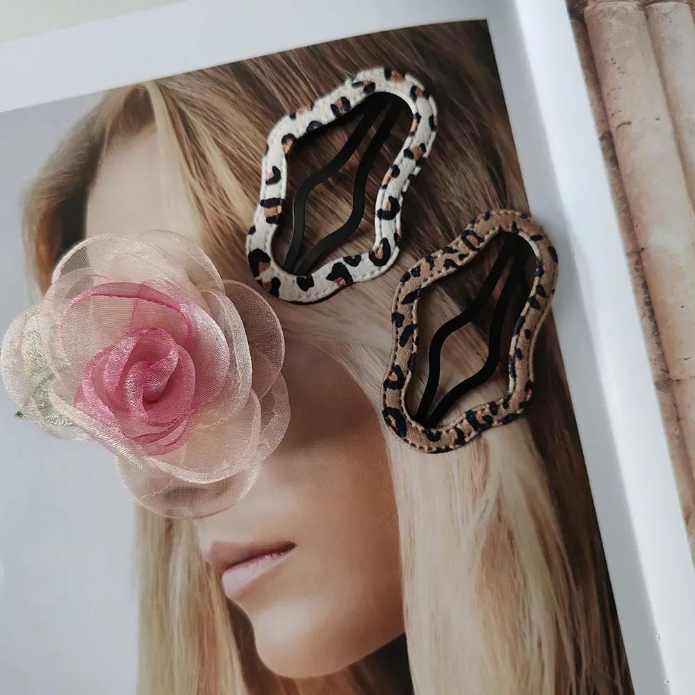 2pc Fashion European and American Leopard BB Hairpin Hair Side Clips for Girls Women Kids Childs Ladies Party Hair Accessories