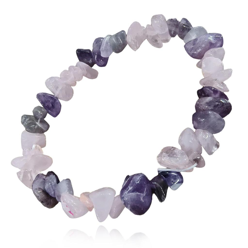 Natural stone gravel bracelet, natural crystal chalcedony beaded elastic rope bracelet, incentive gift, fluorite gravel bracelet.