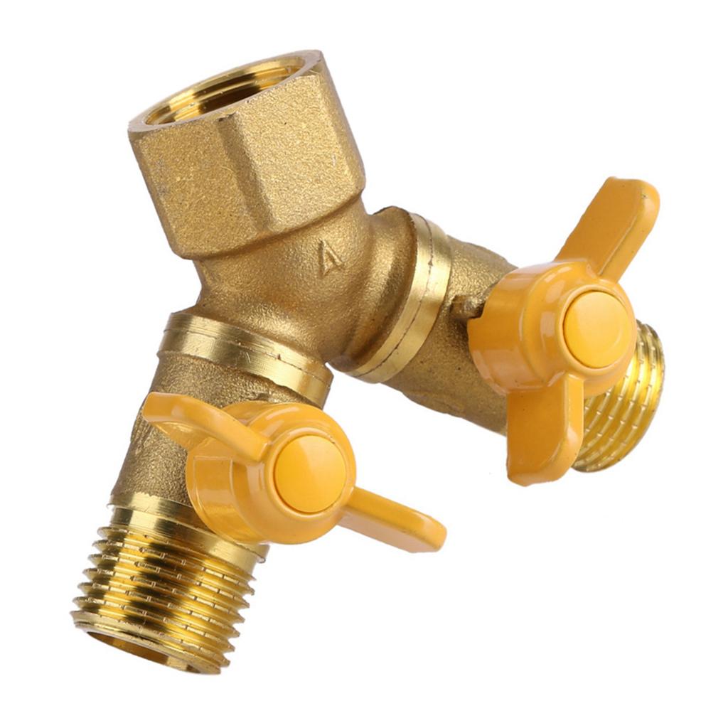 G1 2 Brass Garden Irrigation 2 Way Double Tap Hose Adapter Dual Faucet Connector
