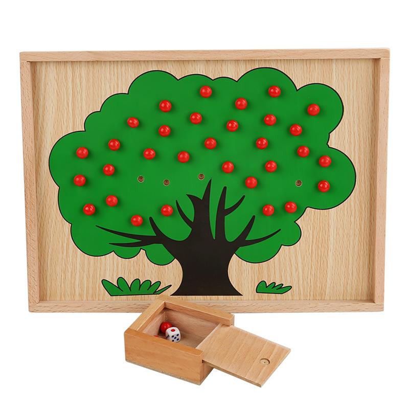 Wooden Montessori Mathematics Teaching Aids Exercise Logical Thinking Young Children Count Apples Color Cognition Early Education Enlightenment