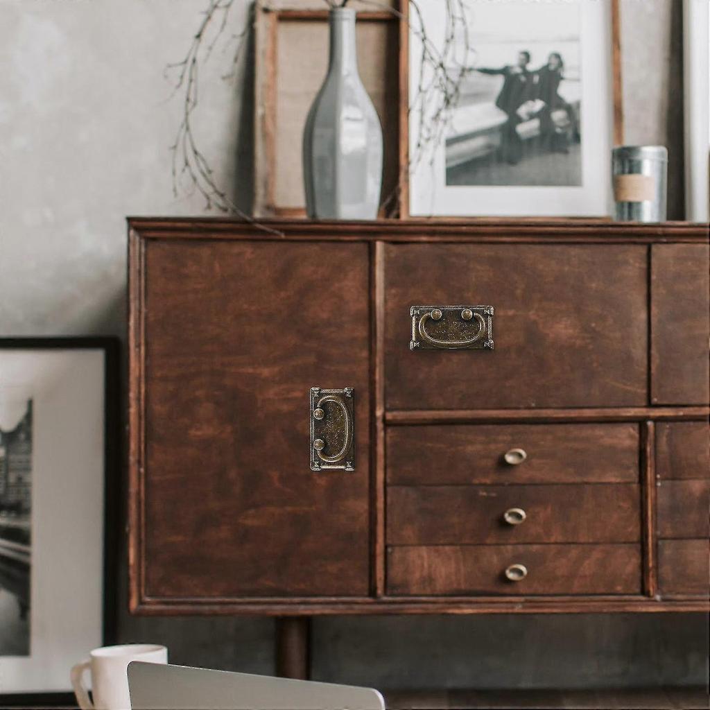 4pcs Vintage Antique Bronze Drawer Ring Pull Handles, Cabinet Door Furniture Handle Decoration