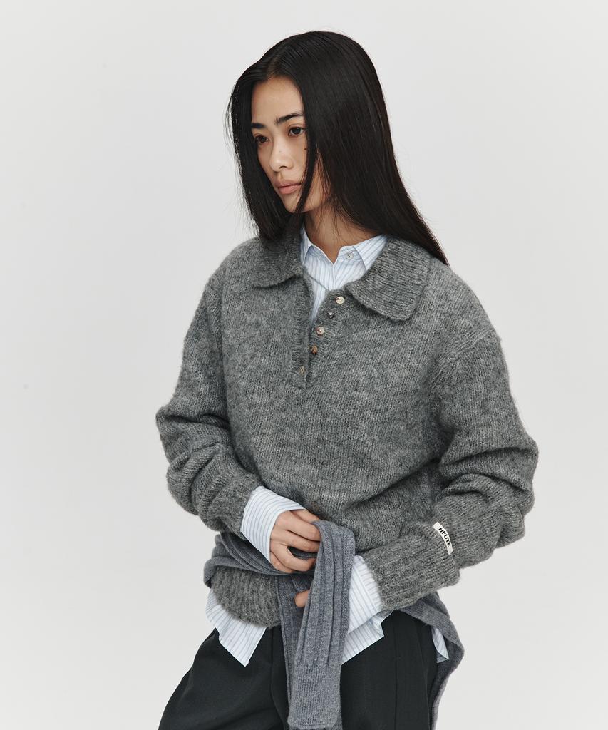 Hoite Het Mohair Polo Knit (Charcoal)