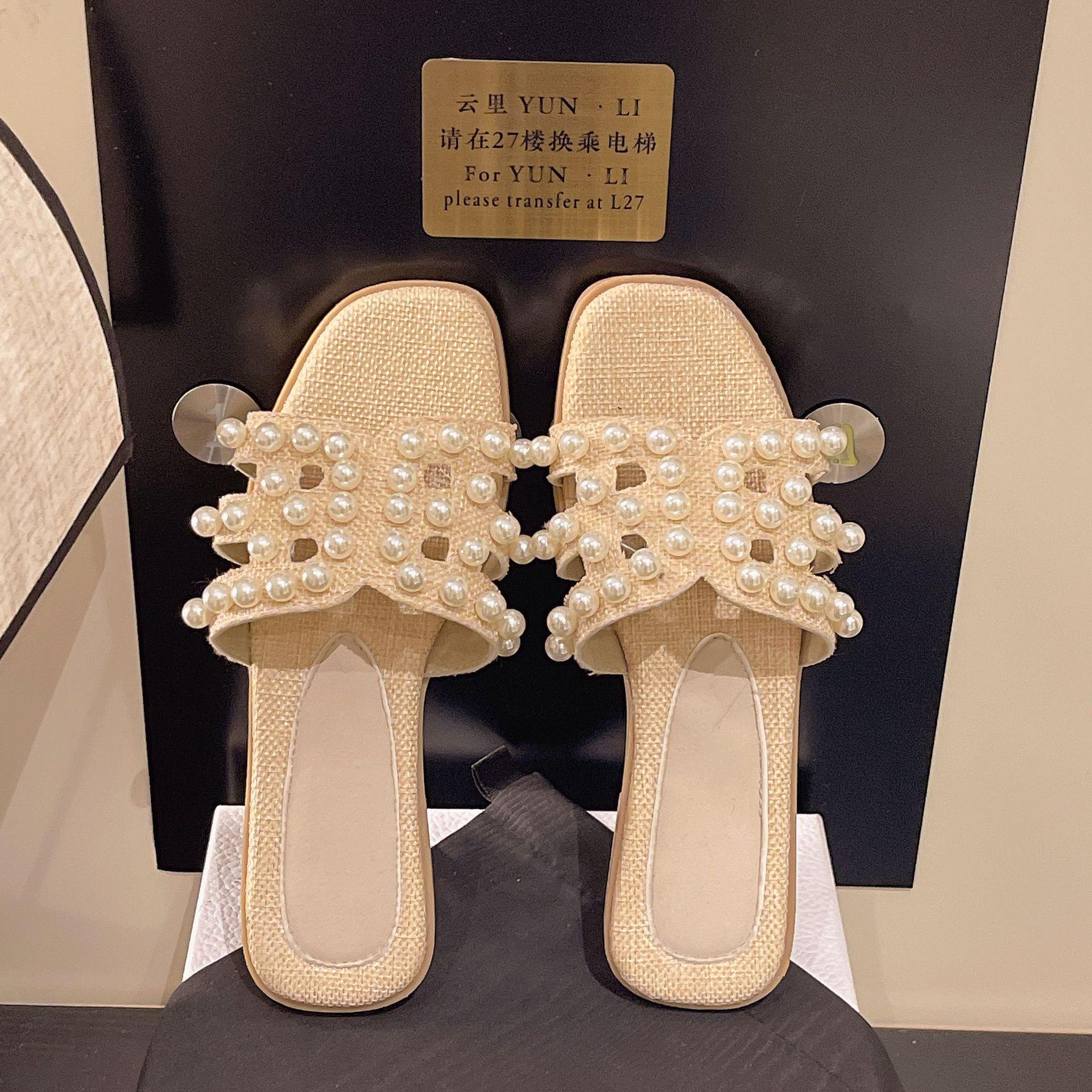 

2025 summer open-toed sandals women s outer wear ins new casual broadband outdoor flat bottom one-pedal cool slippers 35