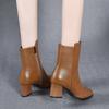 Women Ankle Boots Fashion Short Soft Leather High Heel Ladies Shoes Side Zipper for Women