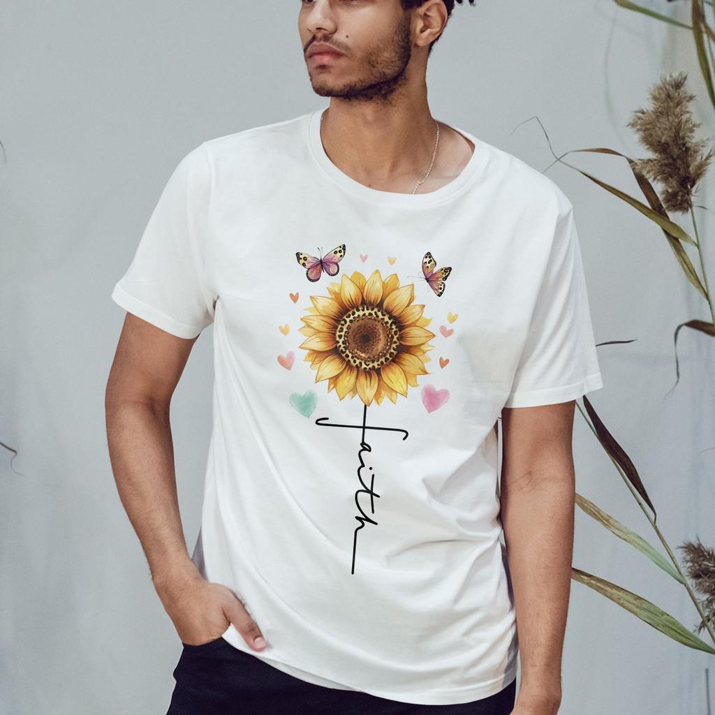 Faith Unisexs Tshirt Sunflower Christian Religious Birthday Gift For Her