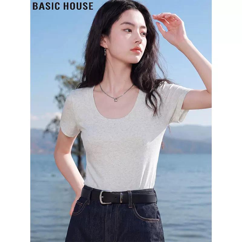 Basic House Women s U-Neck Short Sleeve T-Shirt XL