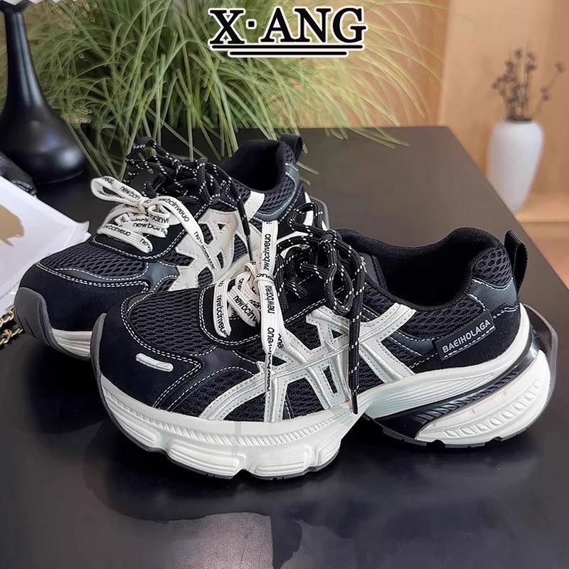 Leather Daddy shoes women's autumn and winter new thick-soled heightening women's shoes versatile casual sports shoes