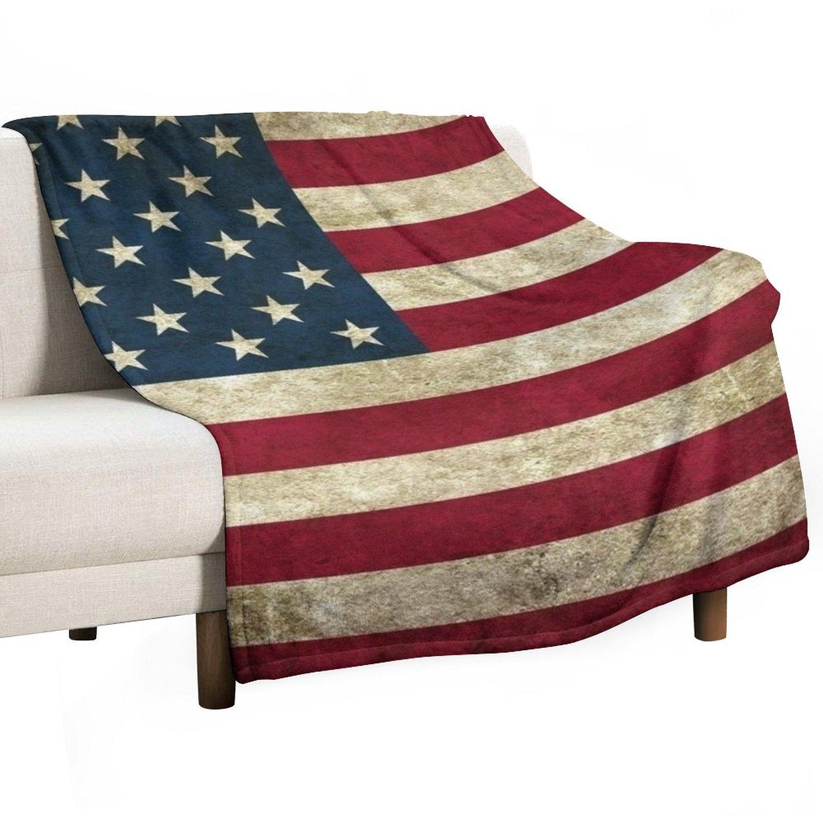 

American Flag Vintage Throw Blanket Plaid Multi-Purpose Sleeping Bag For Baby Blankets 30x40in