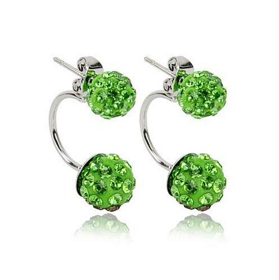 Fashionable Shamballa Diamond Ball Ceramic Double Earrings
