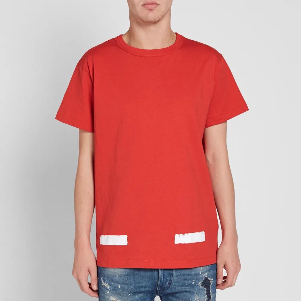 Off-White C/o Virgil Abloh Basic Striped Short Sleeve T-Shirt Men Tops Red OMAA002F161850102001