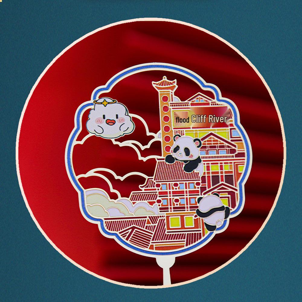 Chongqing Landmark Fan-shaped Metal Bookmark: Hongyadong Liziba Cultural Souvenir